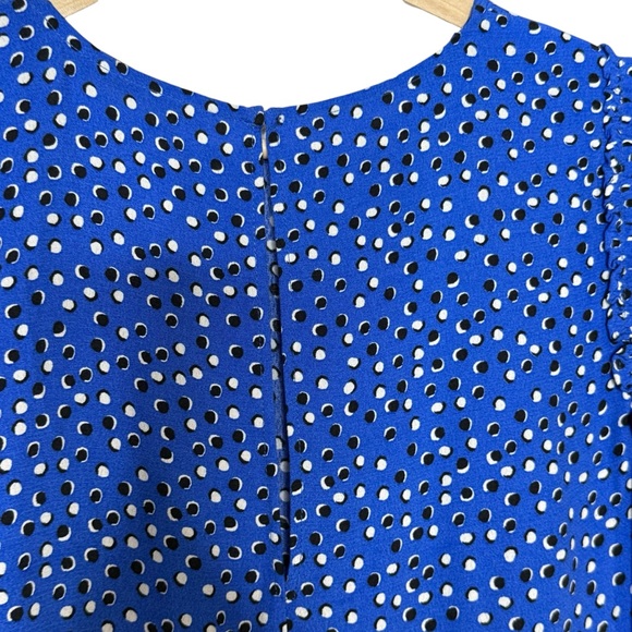 Zara Ruffle Long Sleeve Polka Dot Tiered A-Line Midi Dress Size M Bohemian Blue - Picture 8 of 15